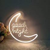 LED Moon Neon Sign 'Good Night' with 3D Art
